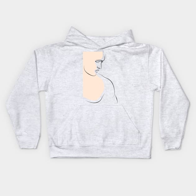 Minimalist Clean Design Line Art Man Kids Hoodie by 4U2NV-LDN